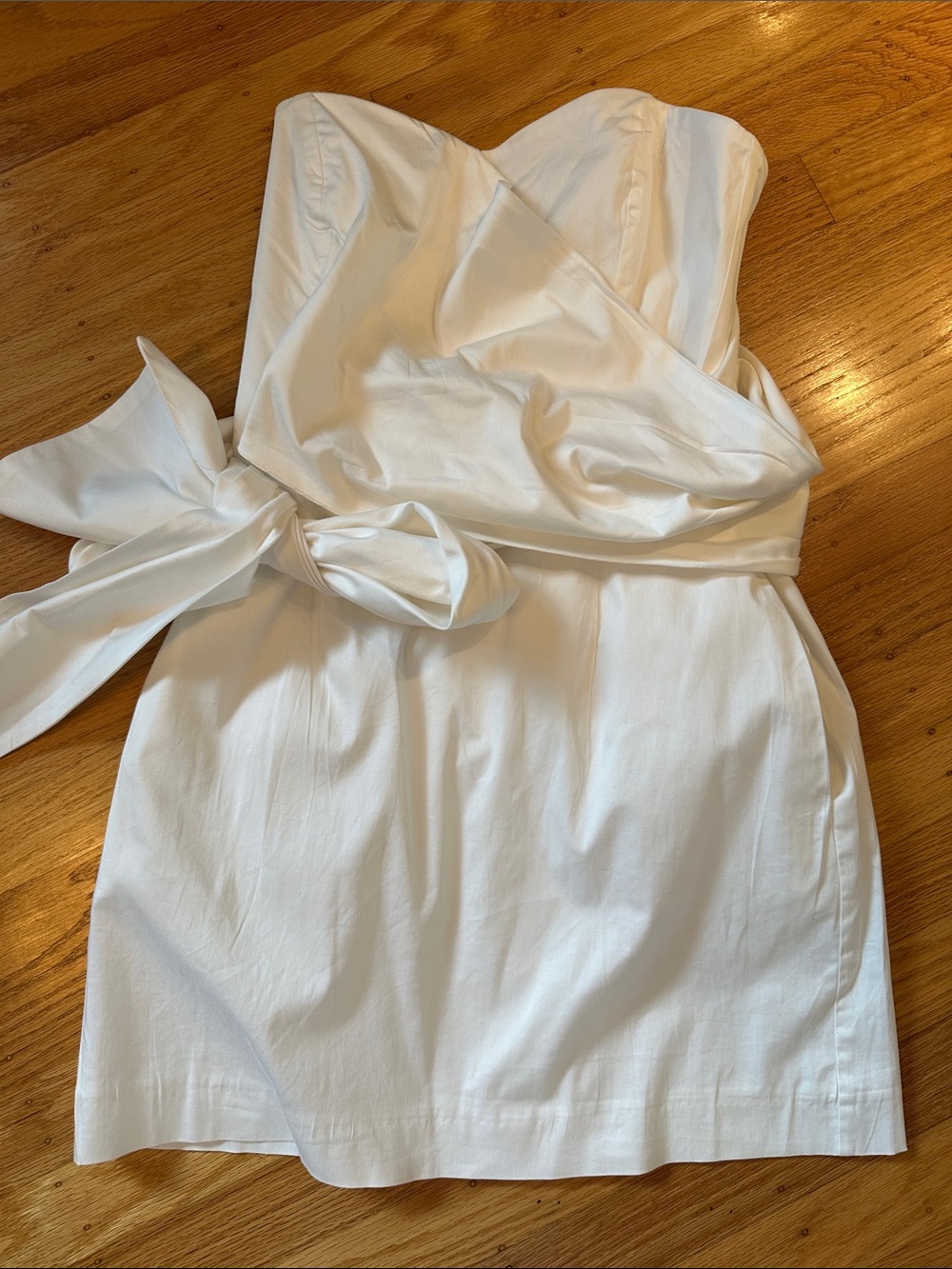 French Connection Strapless White Tie-Waist Mini Dress NWOT